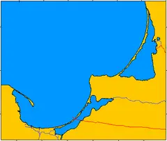 The three narrow strips of land shown here are spits in the Baltic Sea
