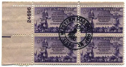Block US 1952 newspaperboy