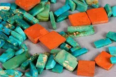 Turquoise and argillite tiles