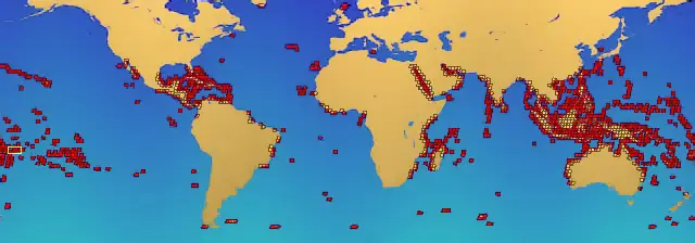 Coral reef locations