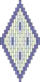 Diamond motif. Stitches step sharply across the designs and color changes cause diamonds to appear.