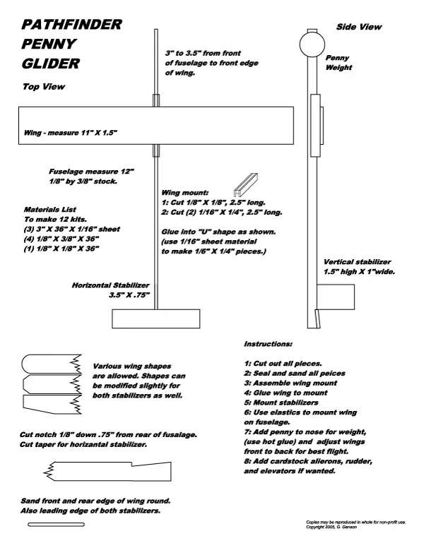 Glider Plan Page