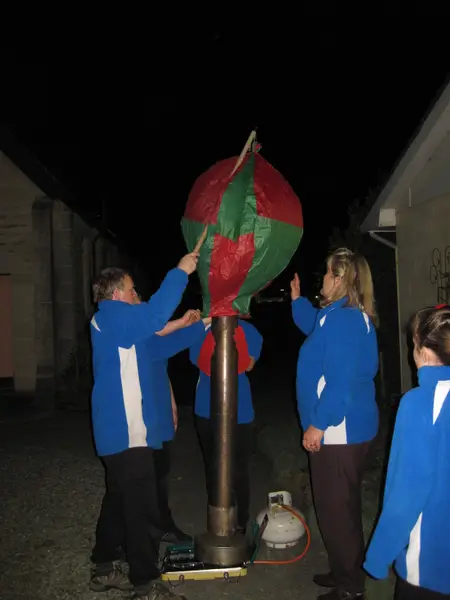 Launching balloon at night