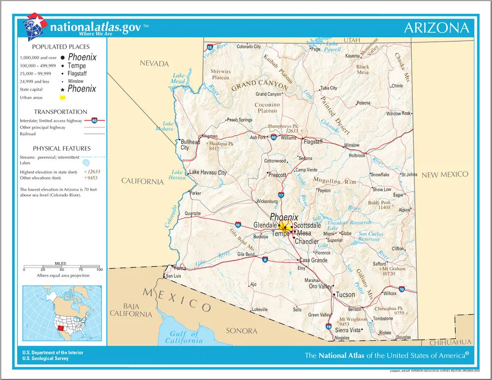 Map of Arizona NA