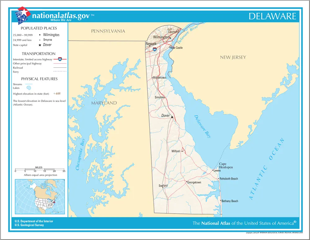 Map of Delaware NA