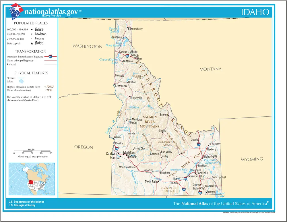 Map of Idaho NA