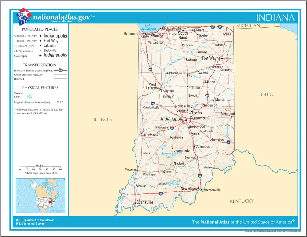 Map of Indiana NA