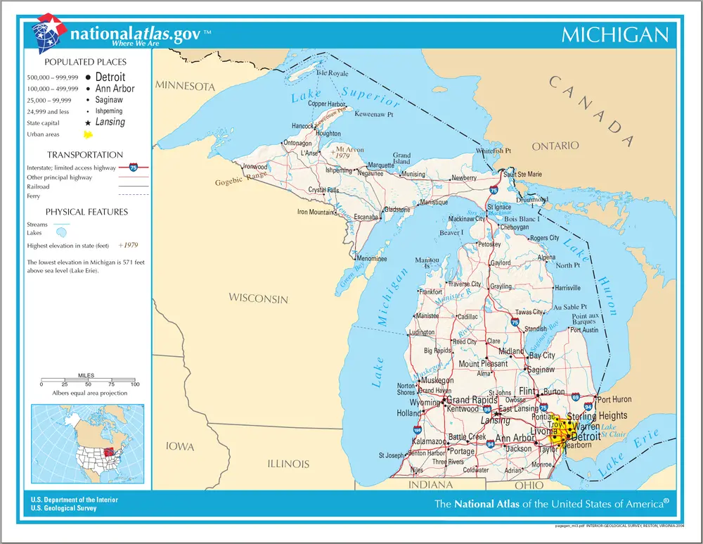 Map of Michigan NA