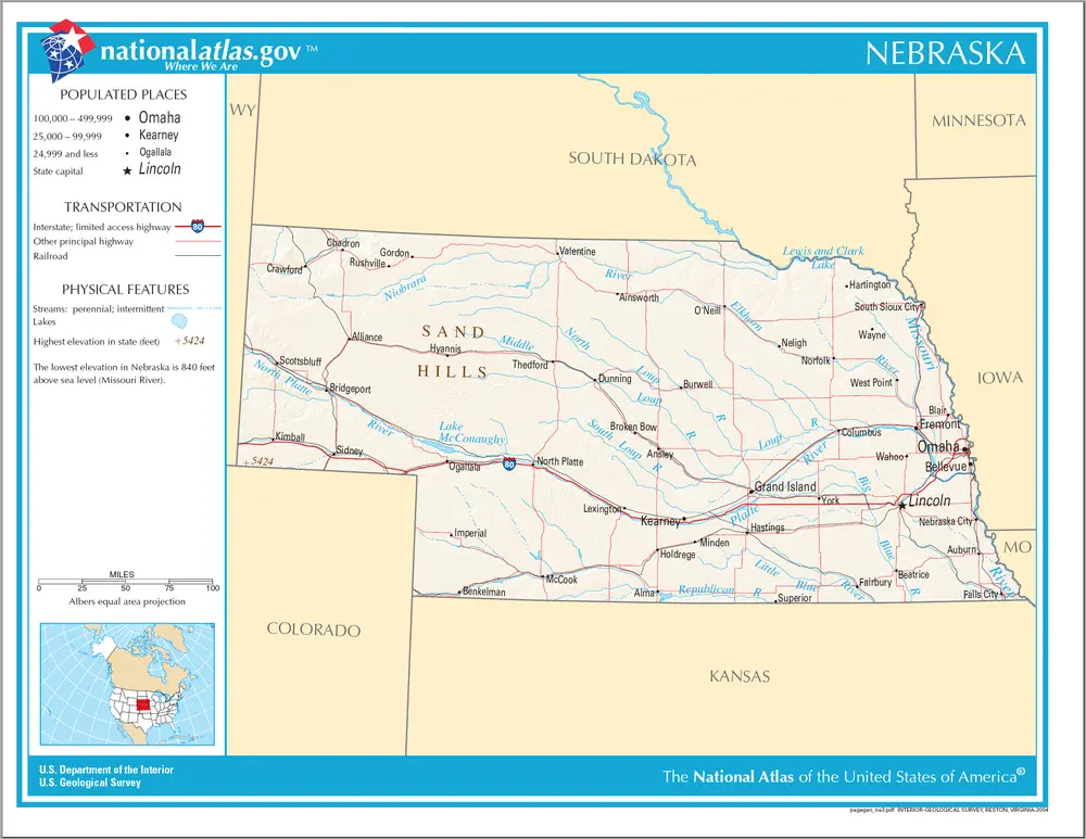 Map of Nebraska NA