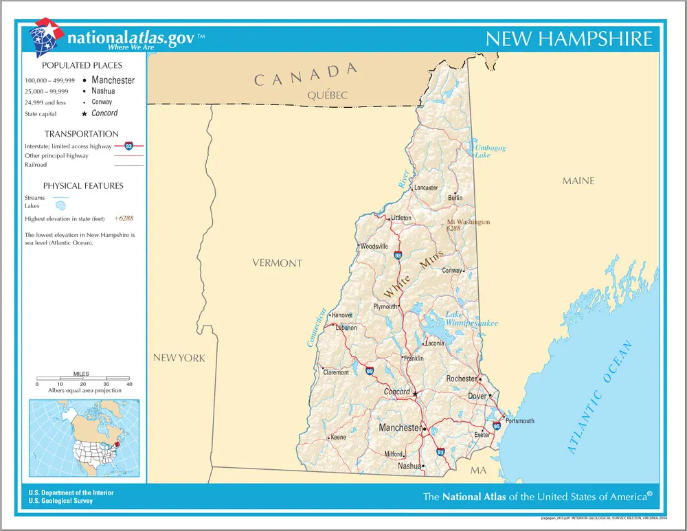 Map of New Hampshire NA