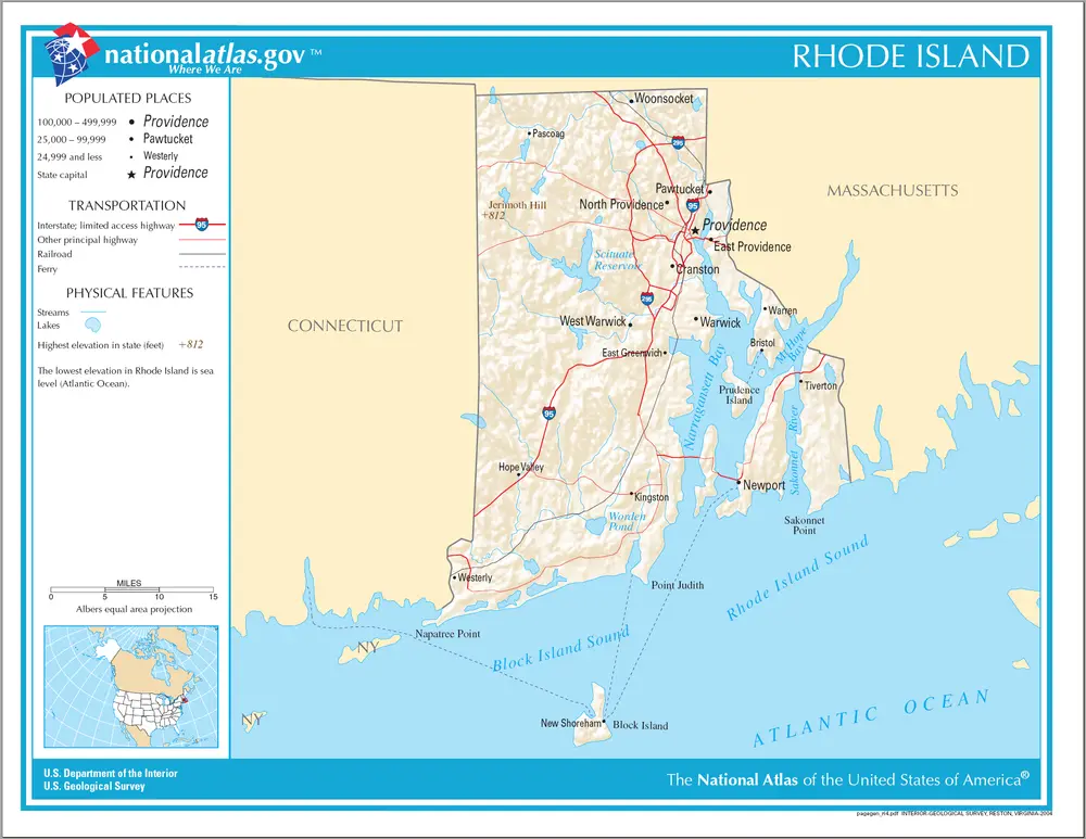 Map of Rhode Island NA