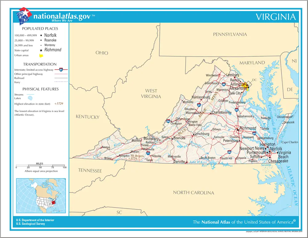 Map of Virginia NA
