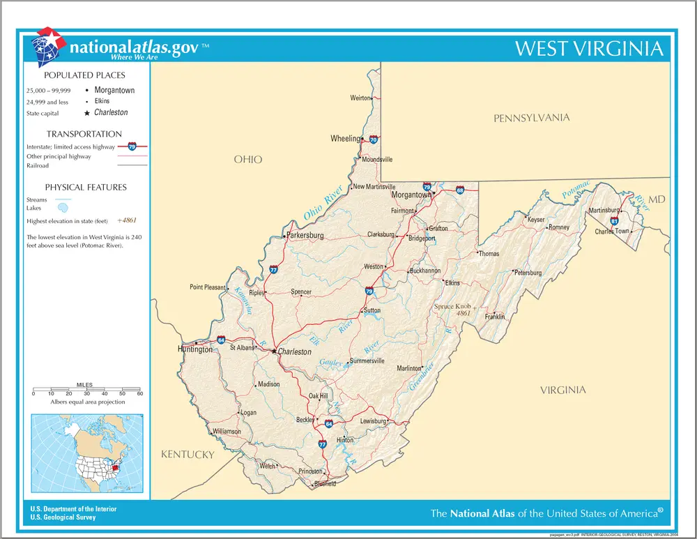 Map of West Virginia NA