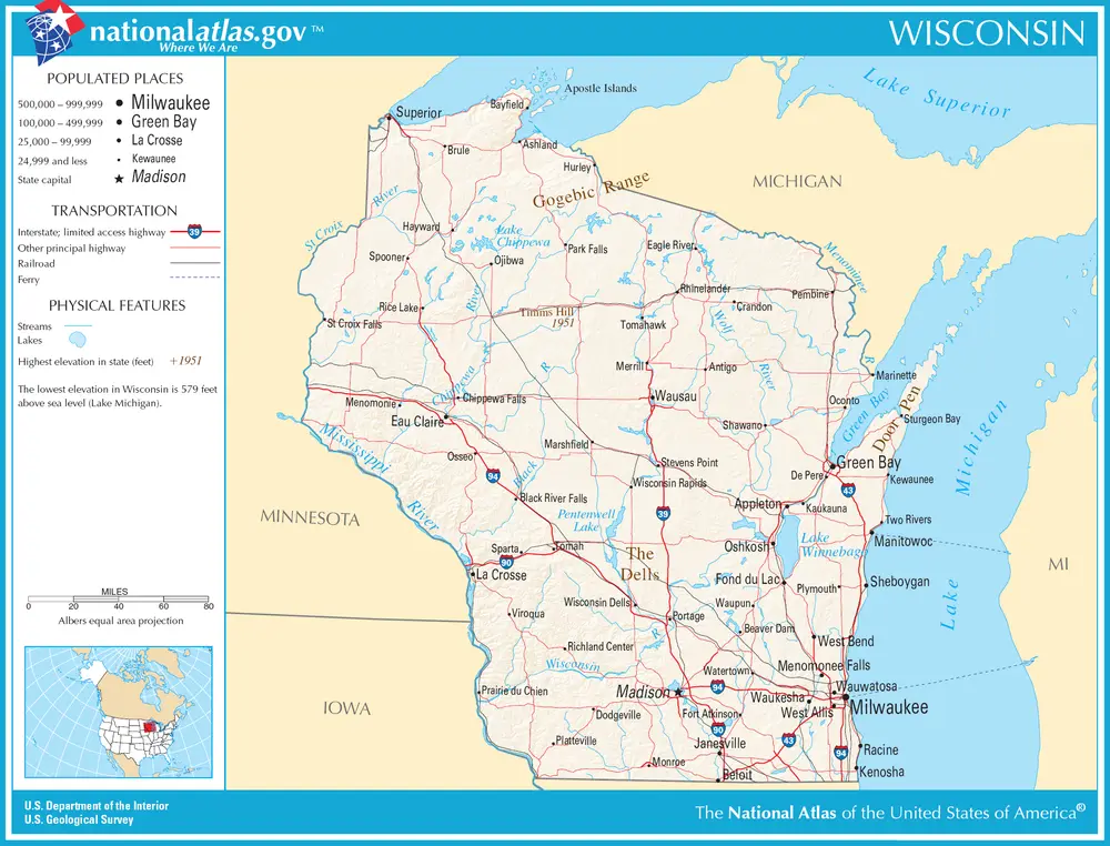 Map of Wisconsin NA