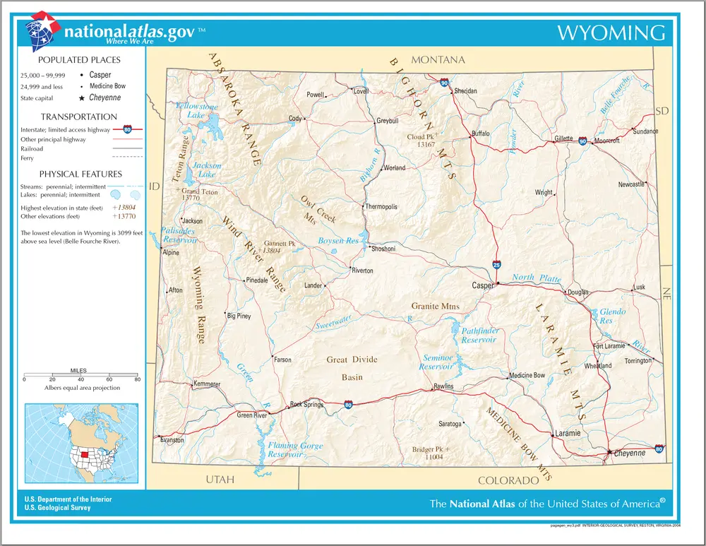 Map of Wyoming NA