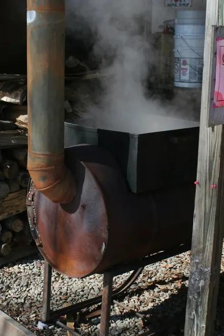 An evaporator for boiling the sap down into syrup.