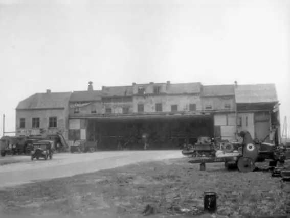 Mitchell 180 Sqn RAF in especially camouflaged hangar Belgium 1944