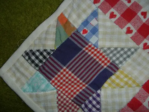 Patchwork check tablecloth corner
