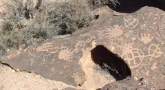 Petroglyphs on a Bishop Tuff tableland, eastern California, USA