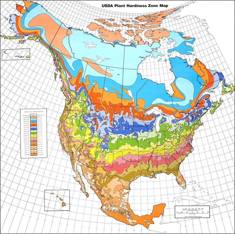 USDA Hardiness zone map
